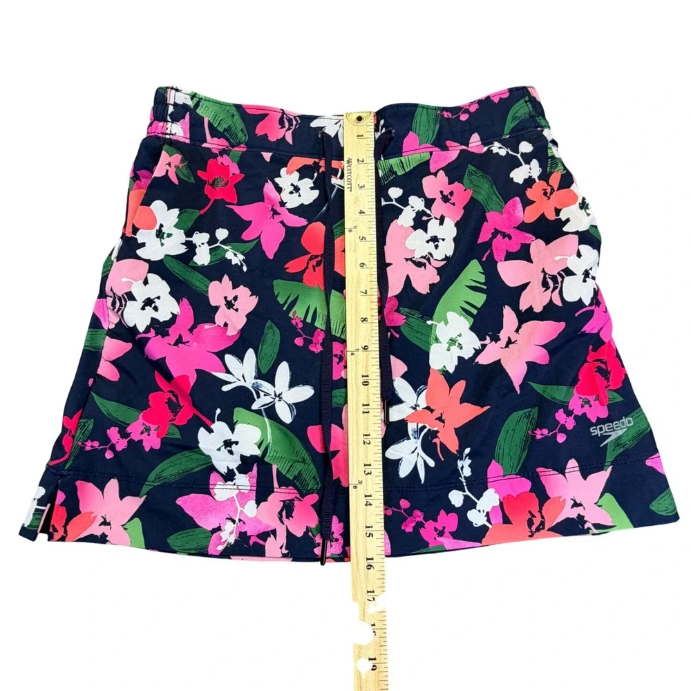 Speedo Womens Floral‎ Swim Skort Navy Pink Tropical Print Size Small Athletic